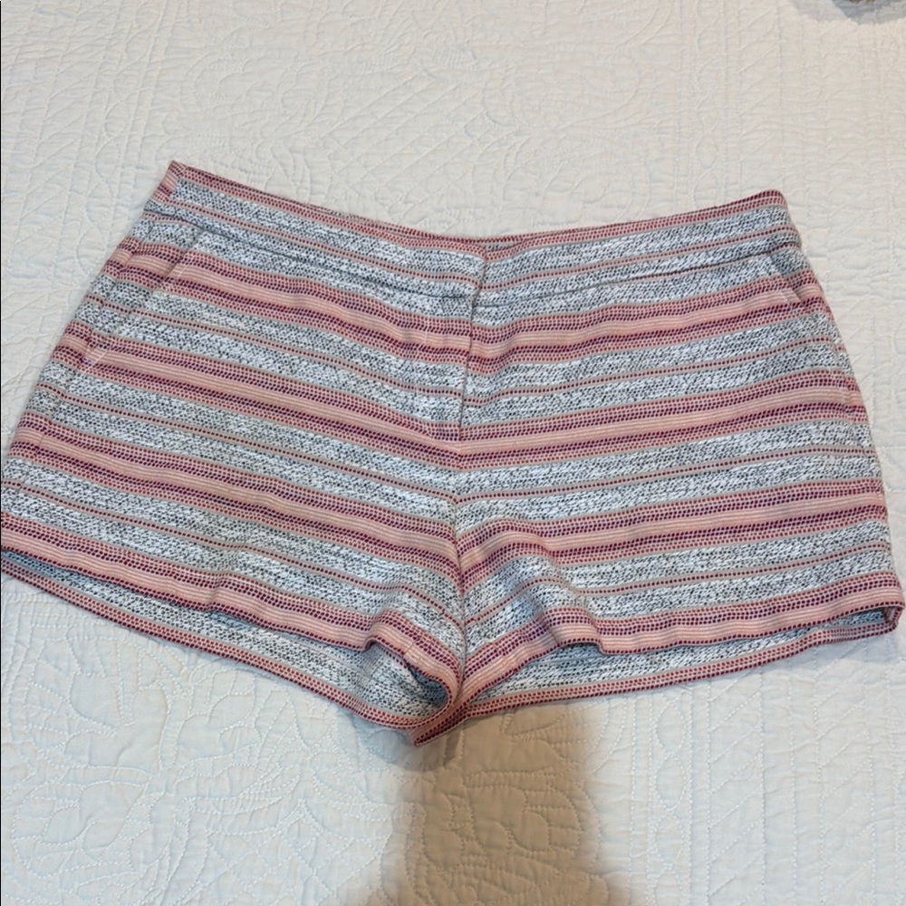 LOFT Pink and Gray Shorts with Stripes